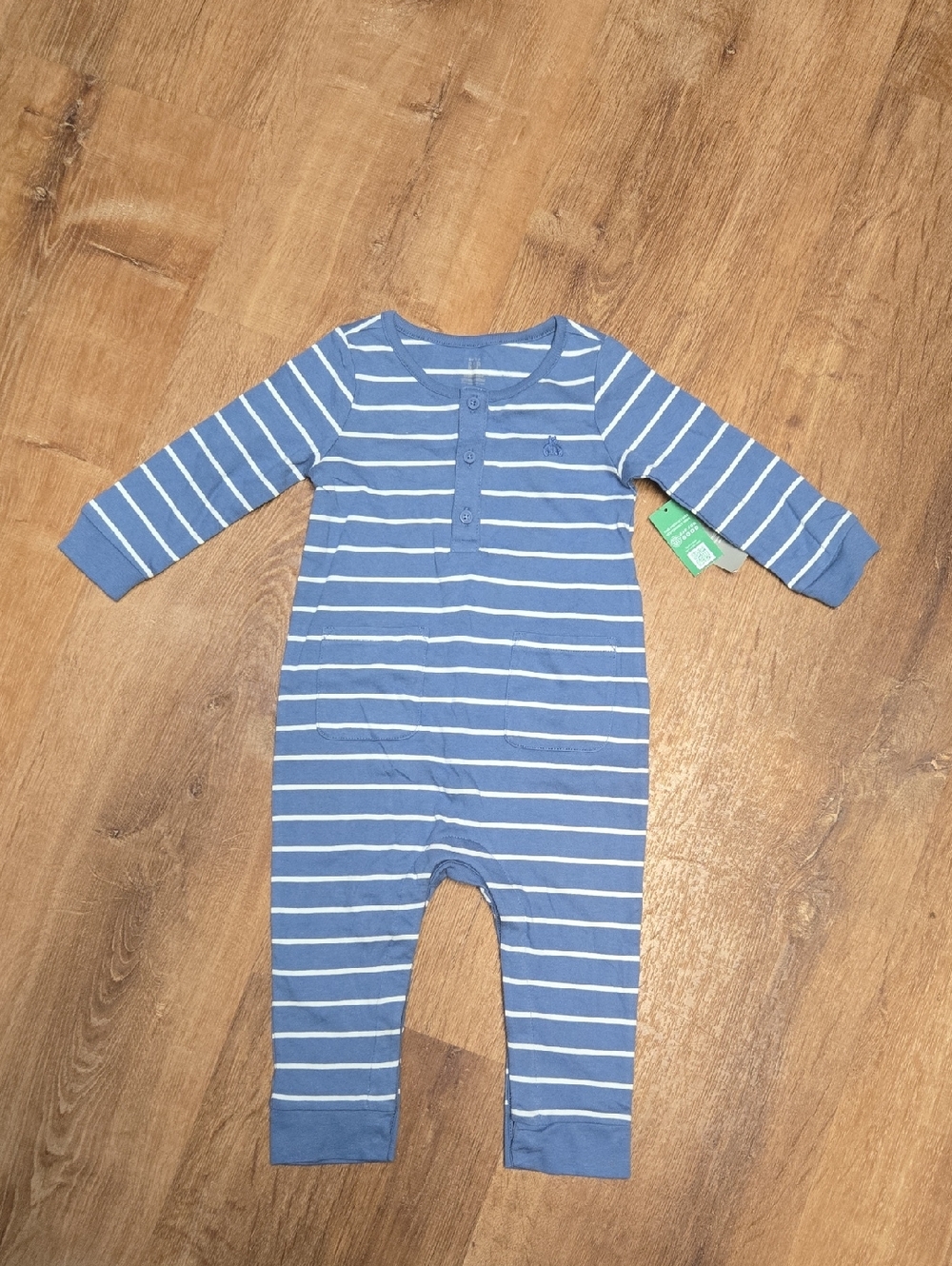 Nwt! Gap 12-18m Blue Striped Kids One-Piece Romper